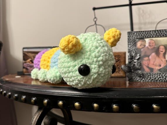 Crochet Velvet Caterpillar Plush: Handmade Pa...