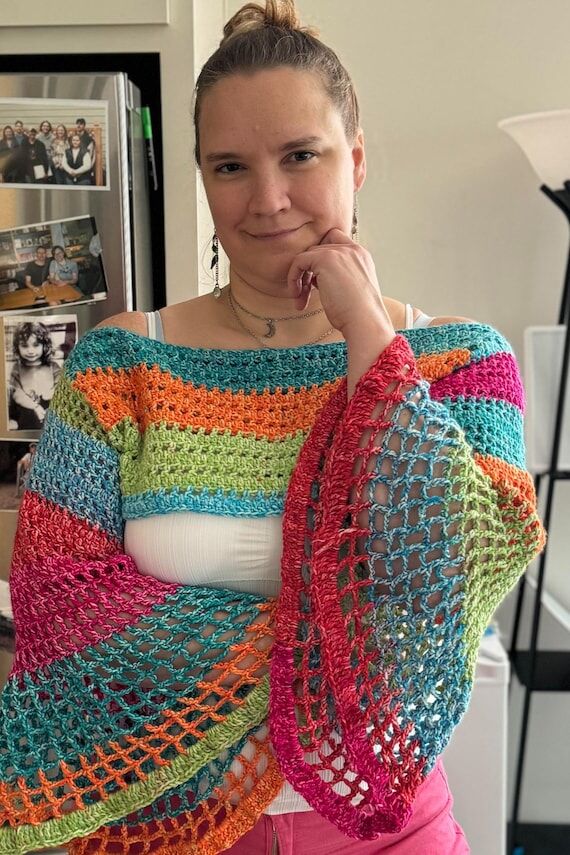 Handmade Rainbow Crochet Shrug – Statement ...