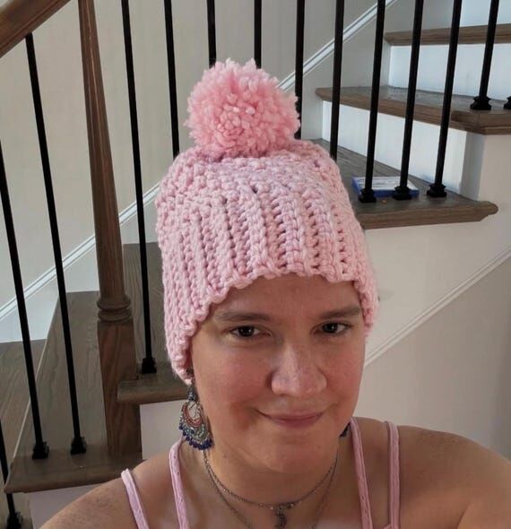 Handmade Chunky Crochet Beanie: Ribbed Winter...