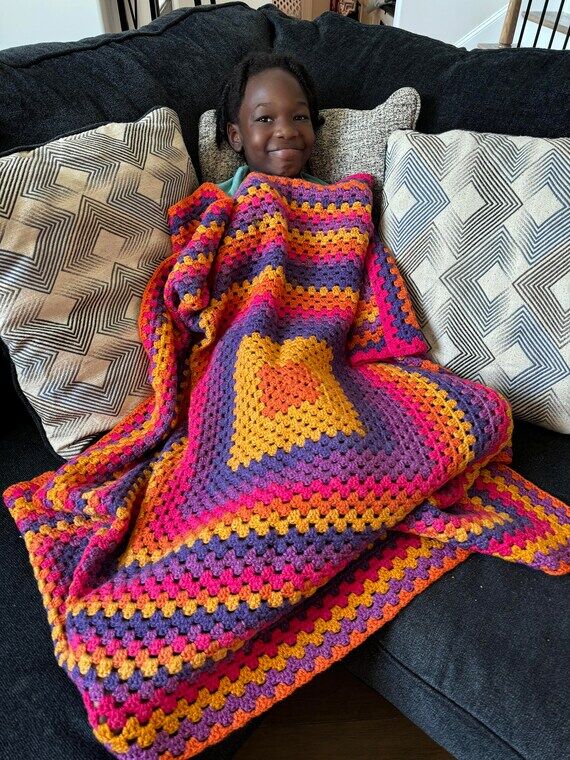 Custom Handmade Crochet Blanket – Vibrant G...