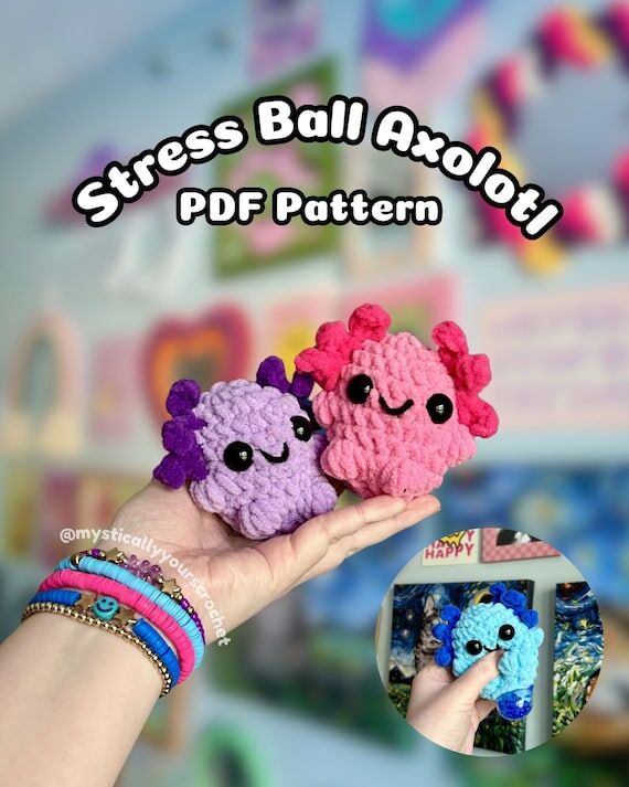 Stress Ball Axolotl Crochet Pattern – Fidge...