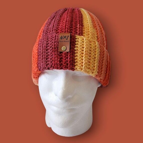Handmade Crochet Ribbed Beanie (Unisex)...