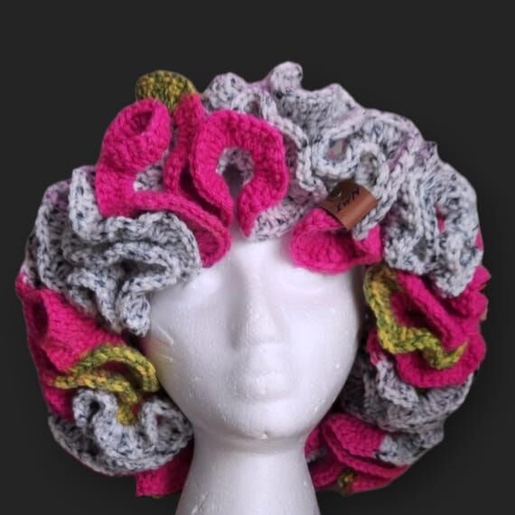 Handmade Crochet Extreme Ruffle Hat...