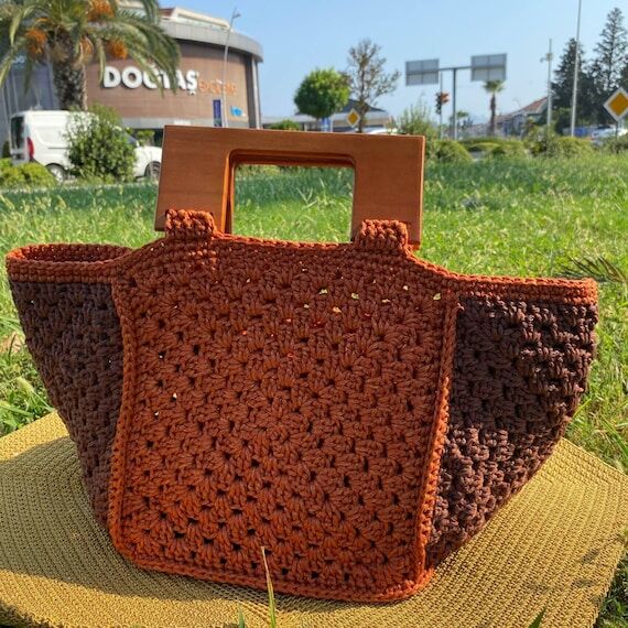 Terracotta Crochet Tote Bag – Handmade Coas...