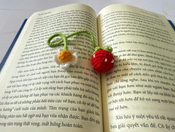 Handmade Crochet Bookmark: Charming Book Love...