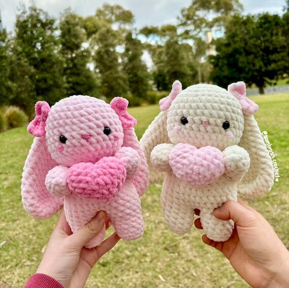 Crochet Love Bunny Plushie: Handmade Stuffed ...