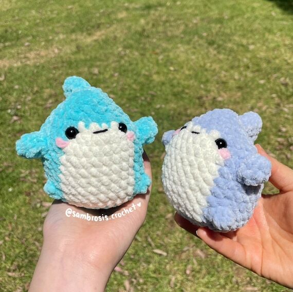 Crochet Shark Plushie: Handmade Amigurumi Stu...