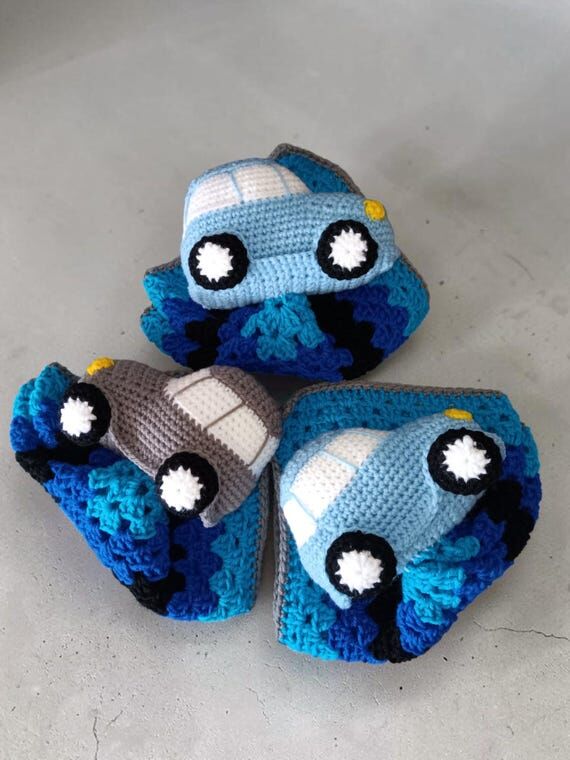 Crochet Car Lovey Baby Blanket for Baby Boy...