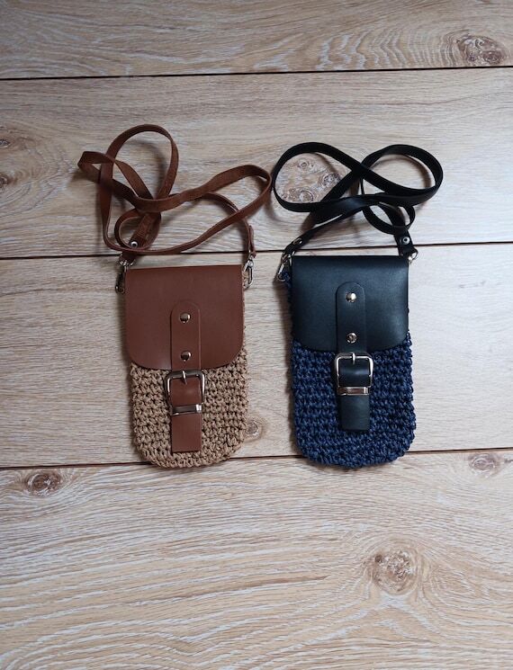 Crochet Raffia Phone Pouch: Handmade Minimali...