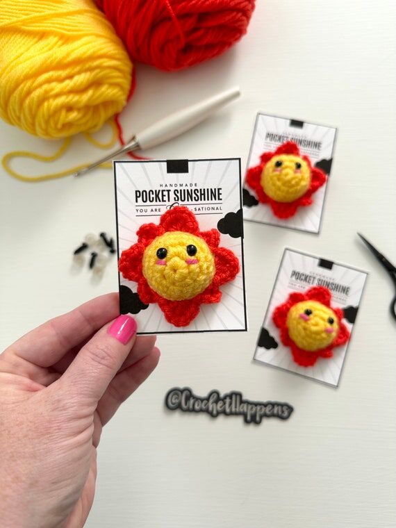 Pocket Sunshine, Crocheted Sun, Small Gift...