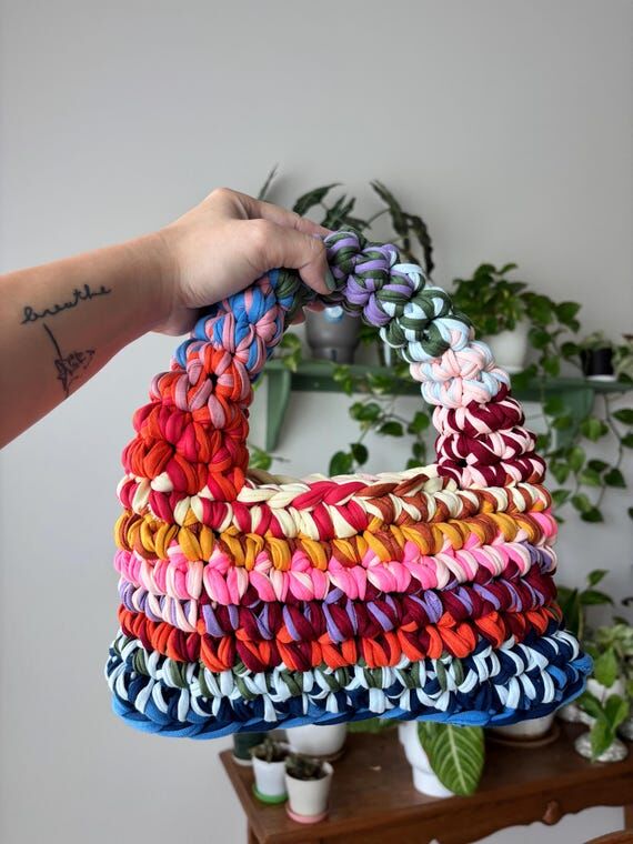 The Porto Purse - T Shirt Yarn Handmade Croch...