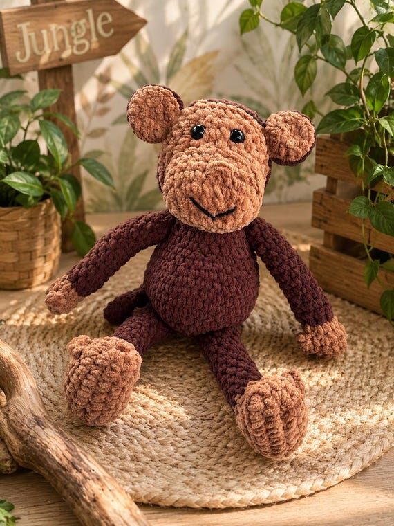 Handmade crochet monkey, baby shower gift, mo...