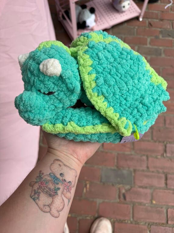 Handmade Crochet Sleeping Dragon Plush...