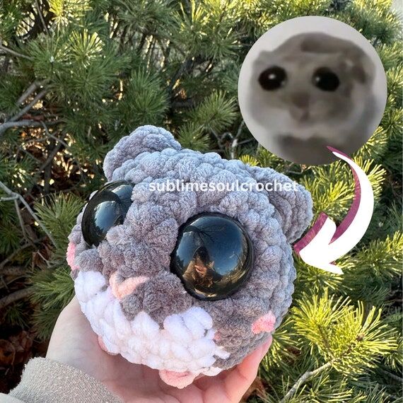 Handmade Crochet Sad Hamster Plush...