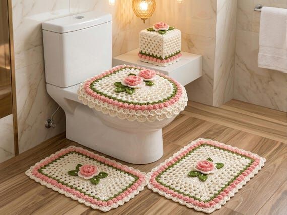 Crochet Tulip Toilet Lid Cover Pattern, Flora...