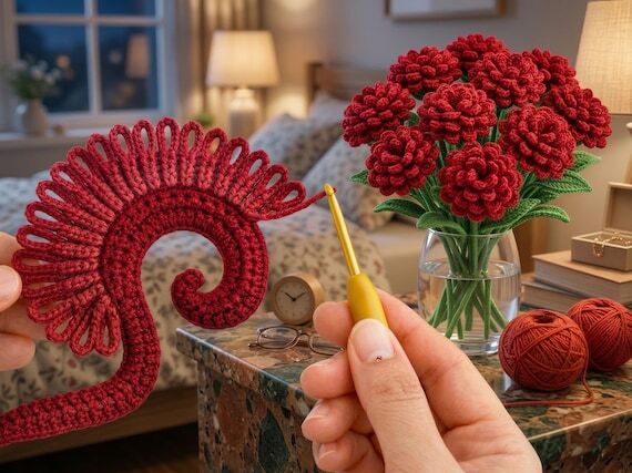 Crochet Flower Pattern, Ribbon Style, Beginne...