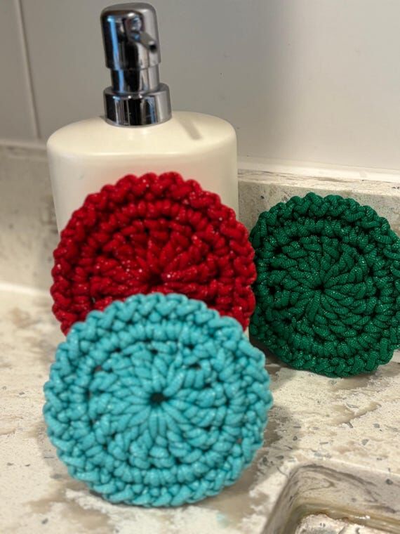 Handmade Crochet Dish Scrubbies | Reusable Ki...
