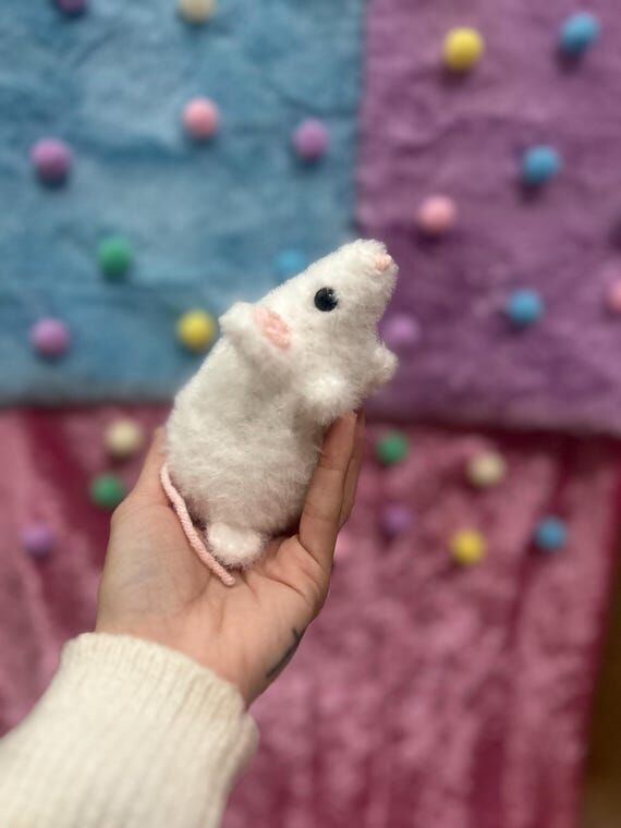 Handmade Crochet Fluffy Mouse - Amigurumi Plu...