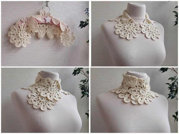 Crochet Lace Collar Cowl Necklace - Gift for ...