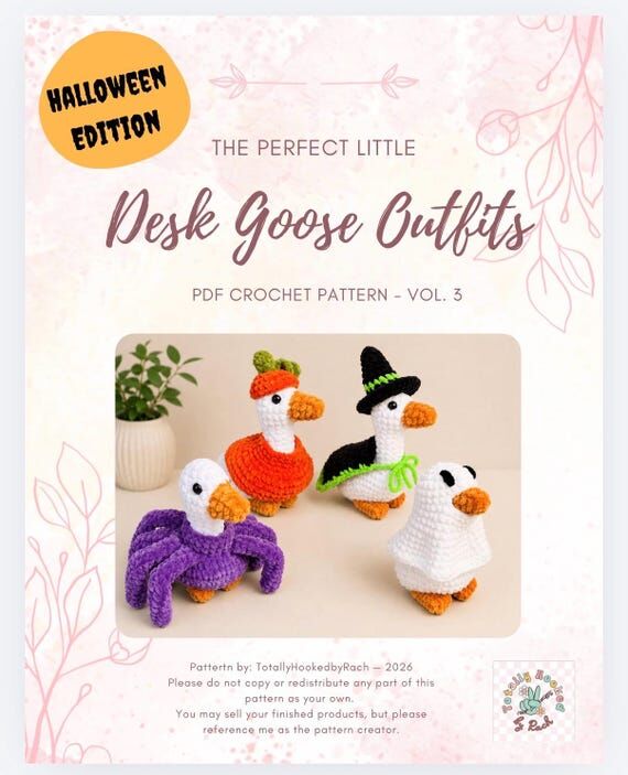 4-in-1 Desk Goose Halloween Outfits Crochet P...