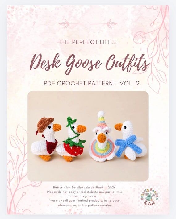 4-in-1 Desk Goose Outfits Crochet Pattern: Vo...