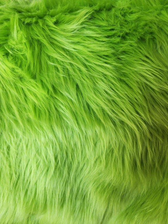 Green Faux Fur Fabric Scraps for Toy Making S...