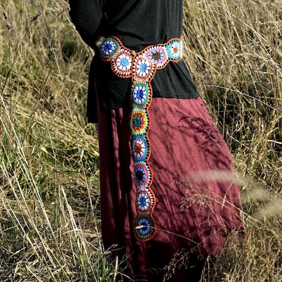 Boho Crochet Scarf: Organic Cotton, Colorful ...