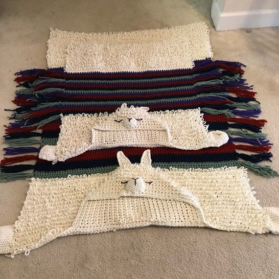 Hooded Llama Blanket, Crochet Blanket Child/A...