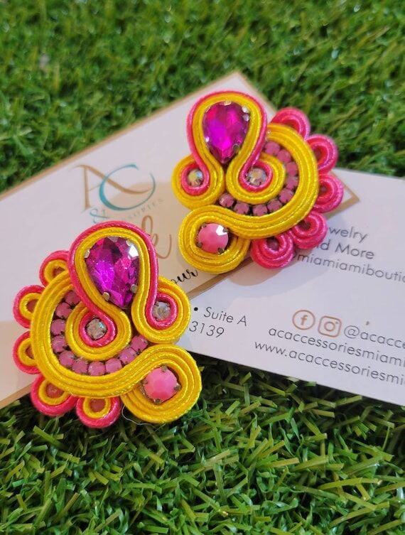Handmade soutache earrings • Unique earring...