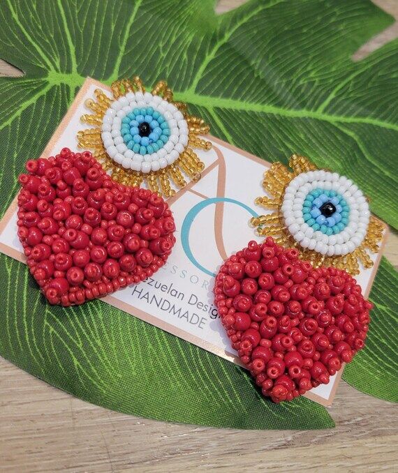 Handmade evil eye earrings • super light ...