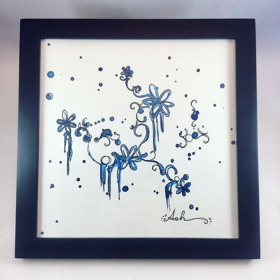 Flowing Flowers Watercolor + Ink 8"X8&qu...