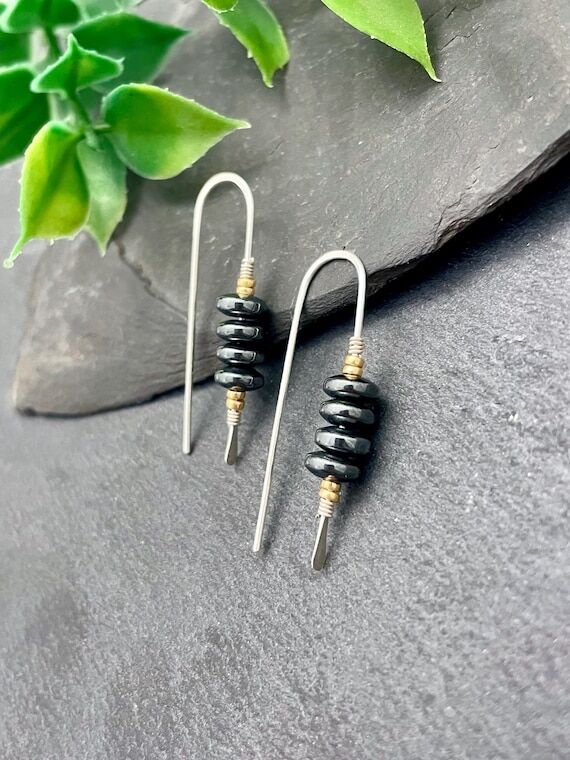 Hematite Sterling Silver Threader Earrings: B...
