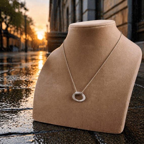 Sterling Silver Open Circle Necklace - Dainty...