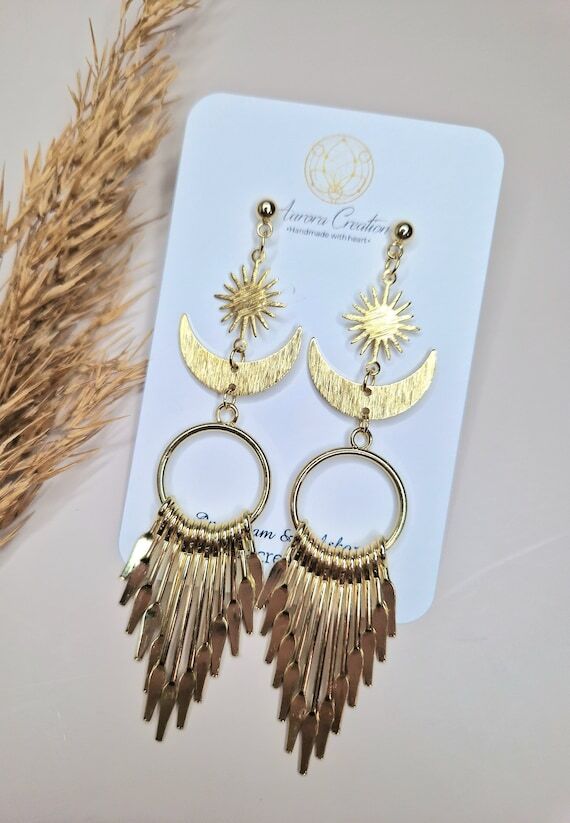 Celestial Crescent Moon Earring Gold Celestia...