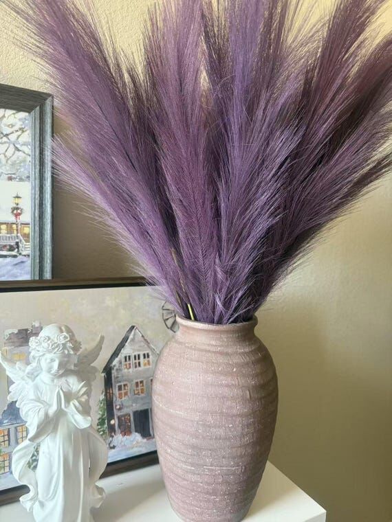 Faux Pampas Grass: 31" Purple Artificial...