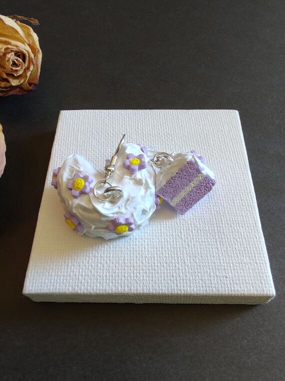 Cake Earrings, Lilac Flower Jewelry...