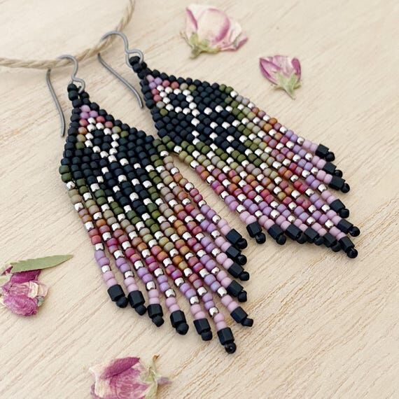 Petite Moody Rose Garden Beaded Fringe Earrin...