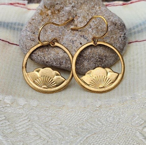 Small No Mud, No Lotus Earrings: Small Brass ...