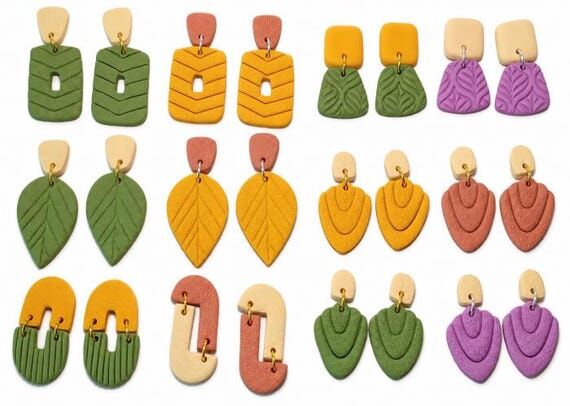 Handmade Polymer Clay Dangle Earrings | Moder...
