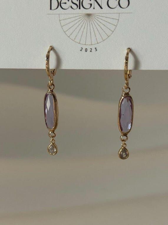 Sweet Lavender Dangle Hoops| Everyday and Spe...