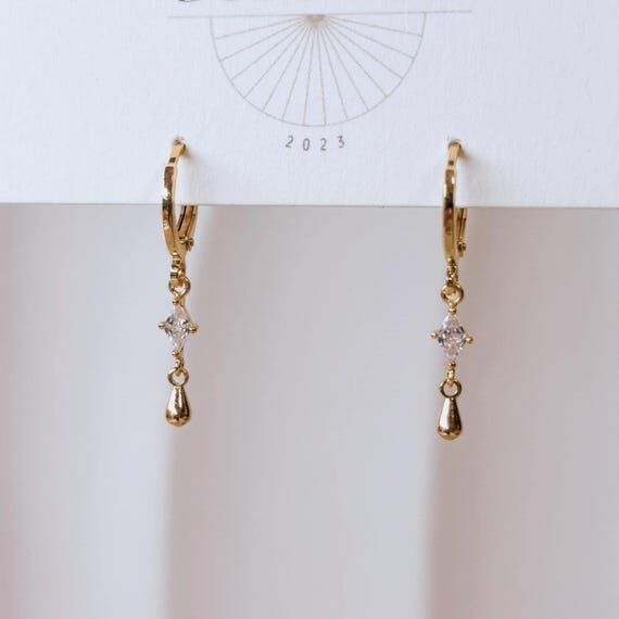Tiny Crystal Drop Hoops| Everyday and Special...