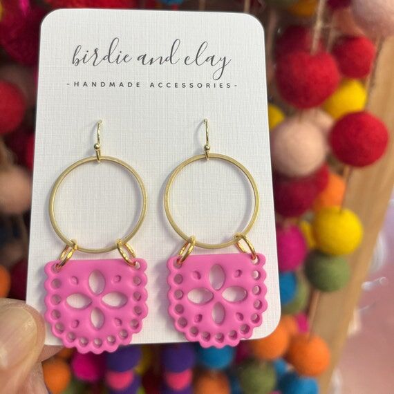 Papel Picado Earrings, Handmade Polymer Clay ...