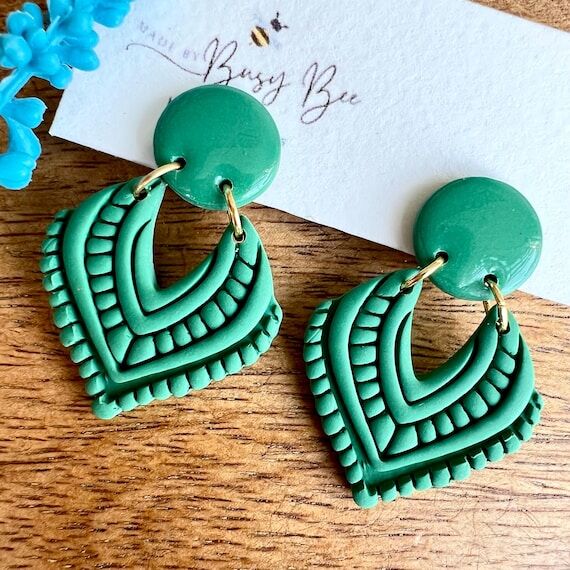 Clip On Floral Dangle Earrings: Boho Polymer ...