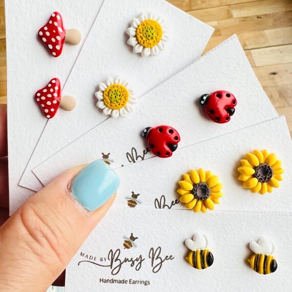 Custom Polymer Clay Stud Earring Set: Mix and...