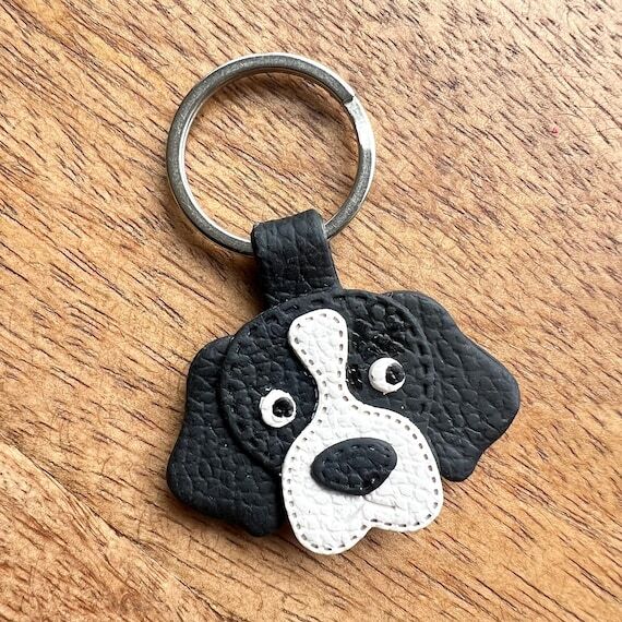 Animal Leather Effect Keychain: Handmade Poly...