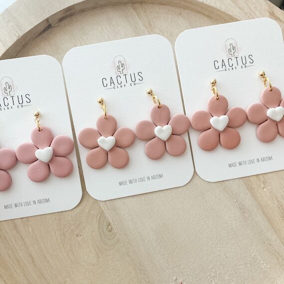 HEART DAISY DANGLE + Clay Earrings...