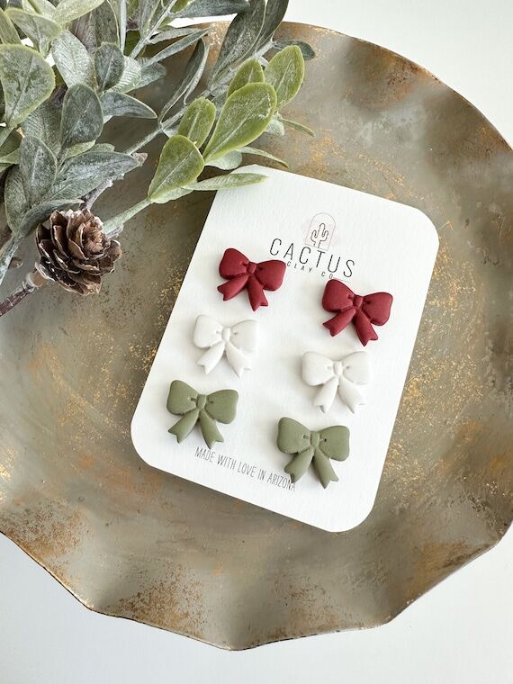Bow Studs + Clay earrings...