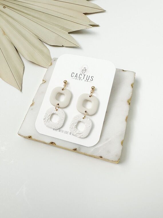 Neutral Dangle + Clay earrings...