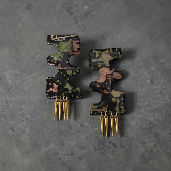 Metallic Splash Statement Earrings with Gold ...