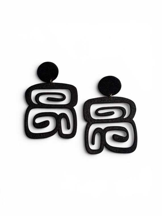 House Of Glamm Black Abstract Statement Earri...
